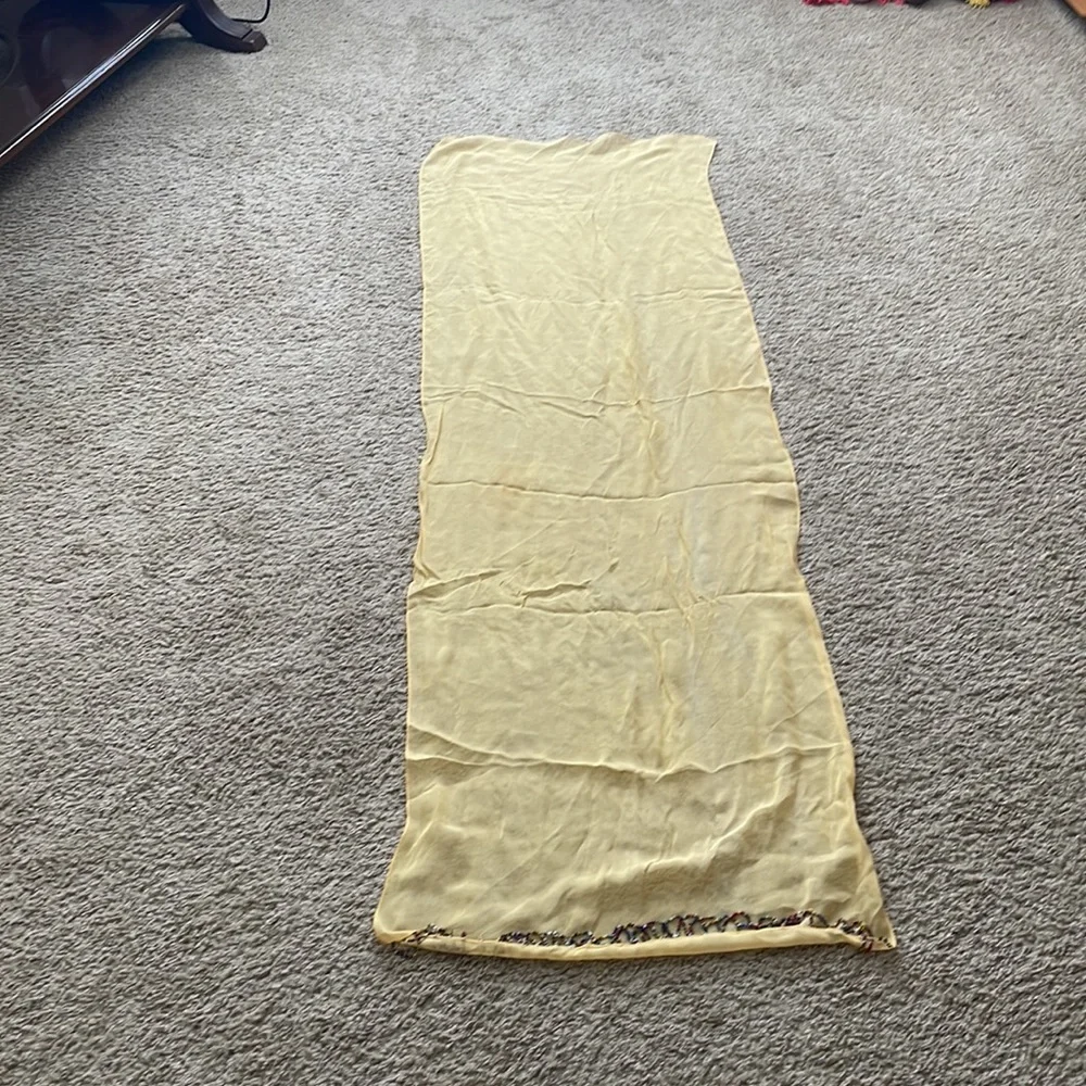 Vintage Yellow chiffon silk scarf with beads at one end bought at Nordstrom